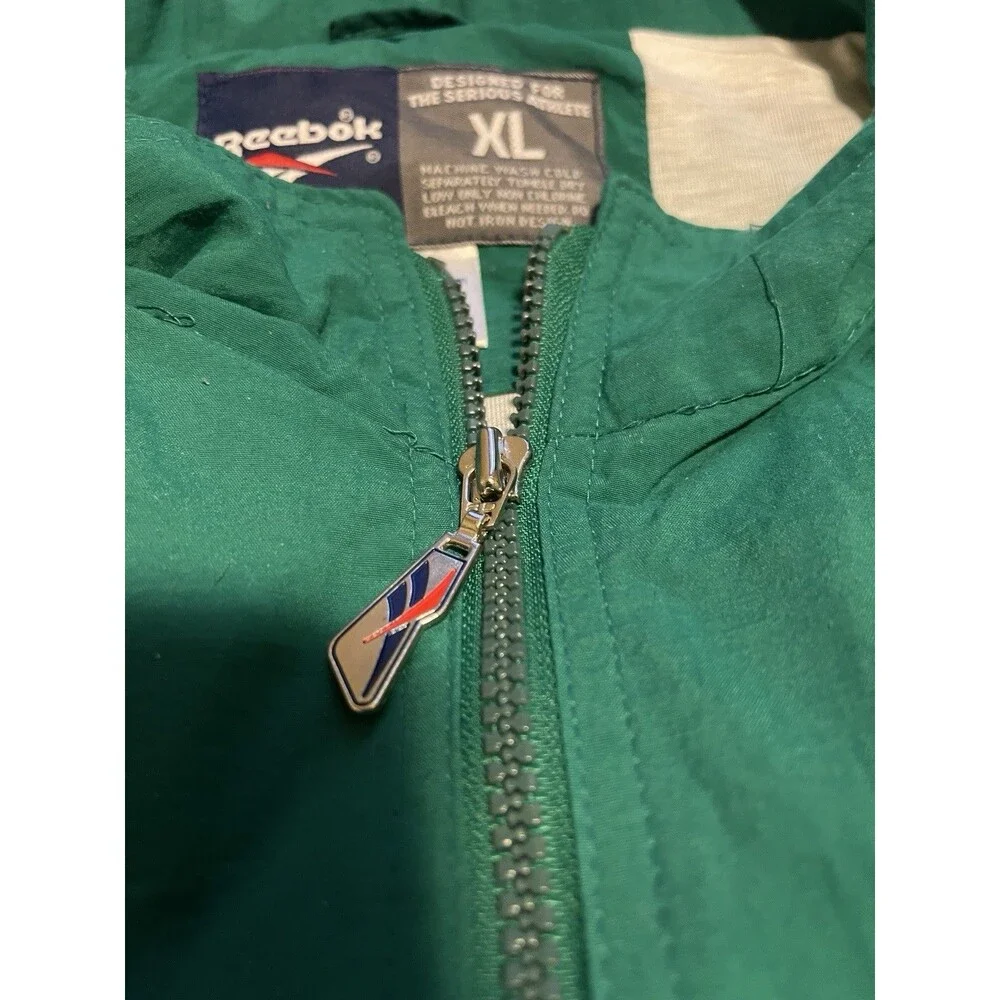 Vtg 90s REEBOK Vector Tracksuit Set XL Green White Windbreaker Jacket Pants